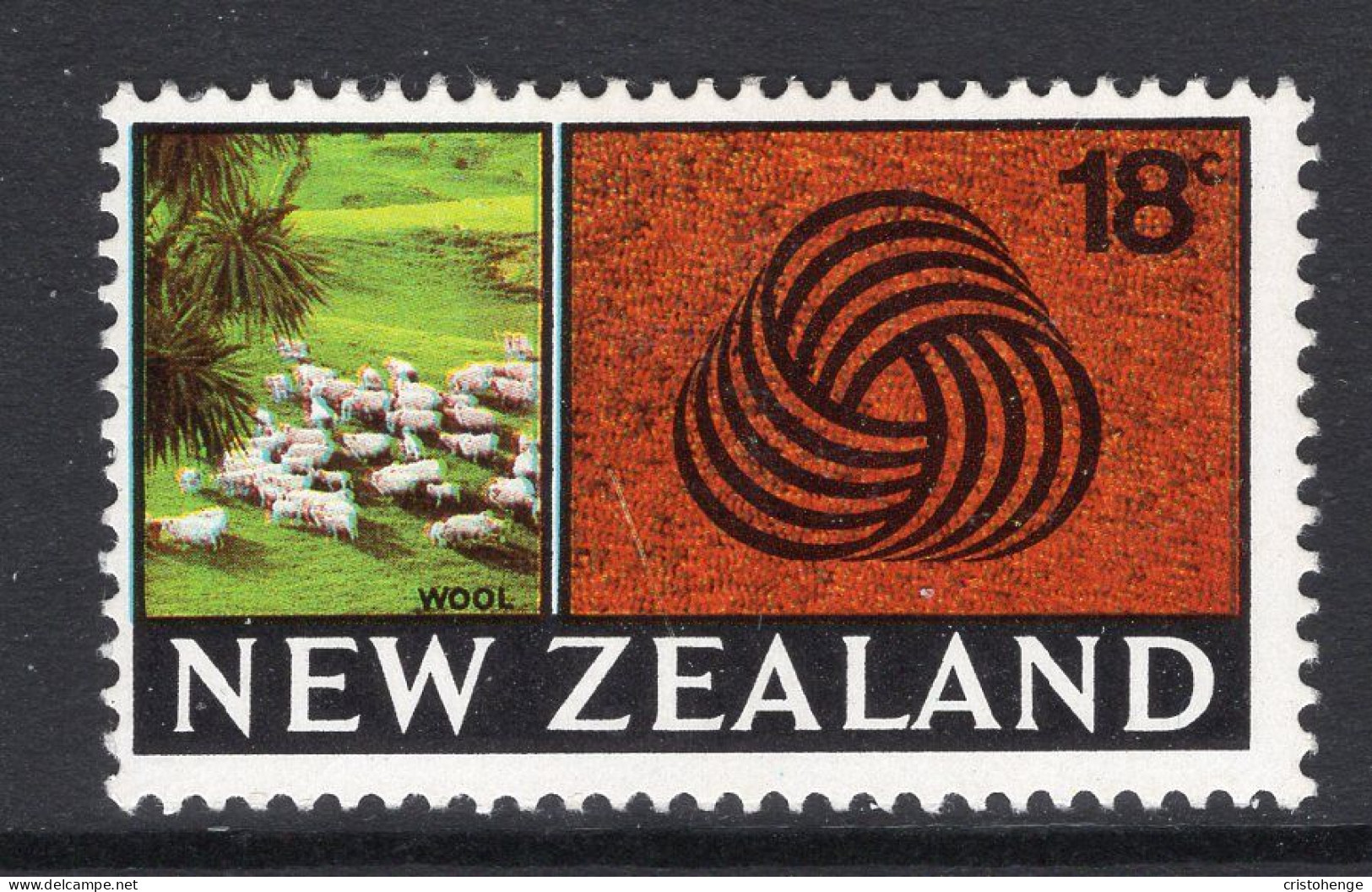 New Zealand 1967-70 Decimal Pictorials - 18c Sheep & Wool HM (SG 875) - Neufs