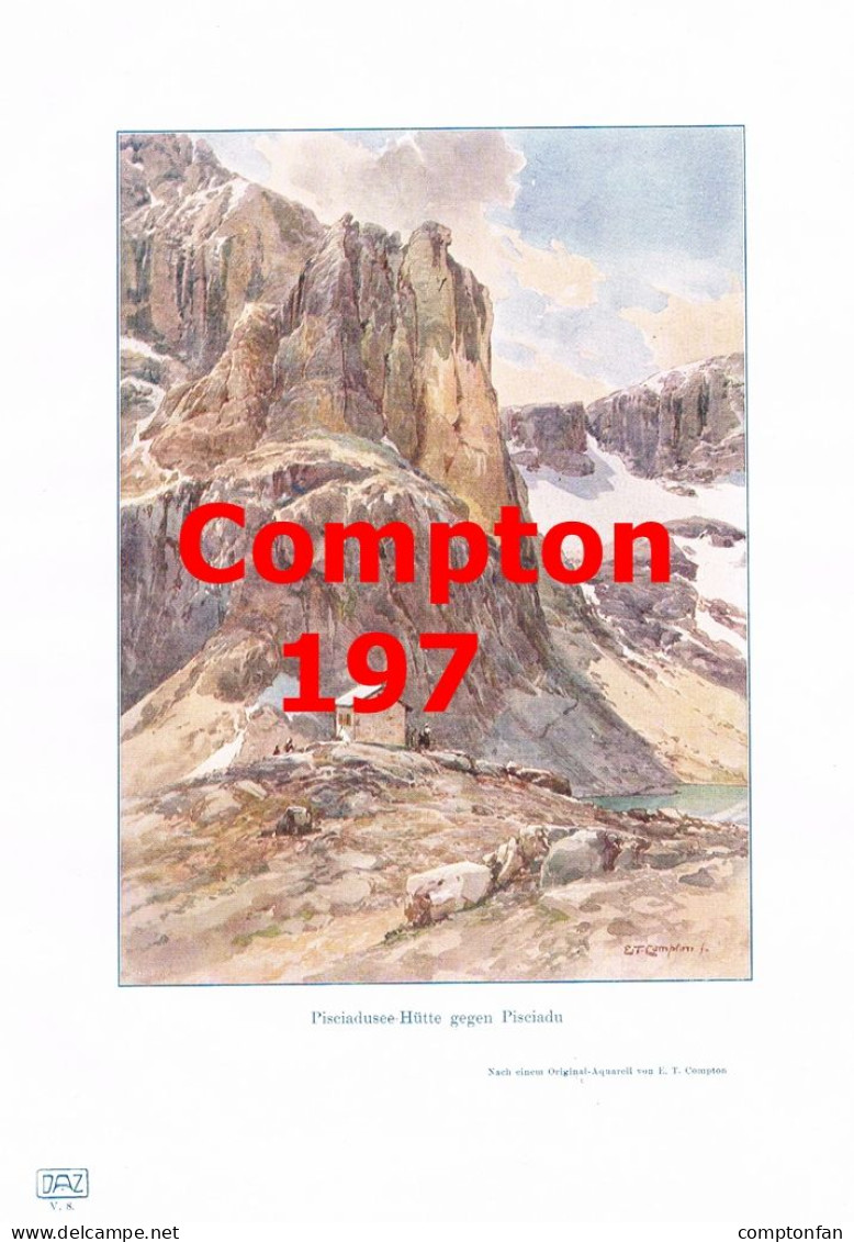 D101 197 E.T. Compton Pisciadusee Hütte Rifugio Pisciadù Kunstblatt 1905 !! - Other & Unclassified