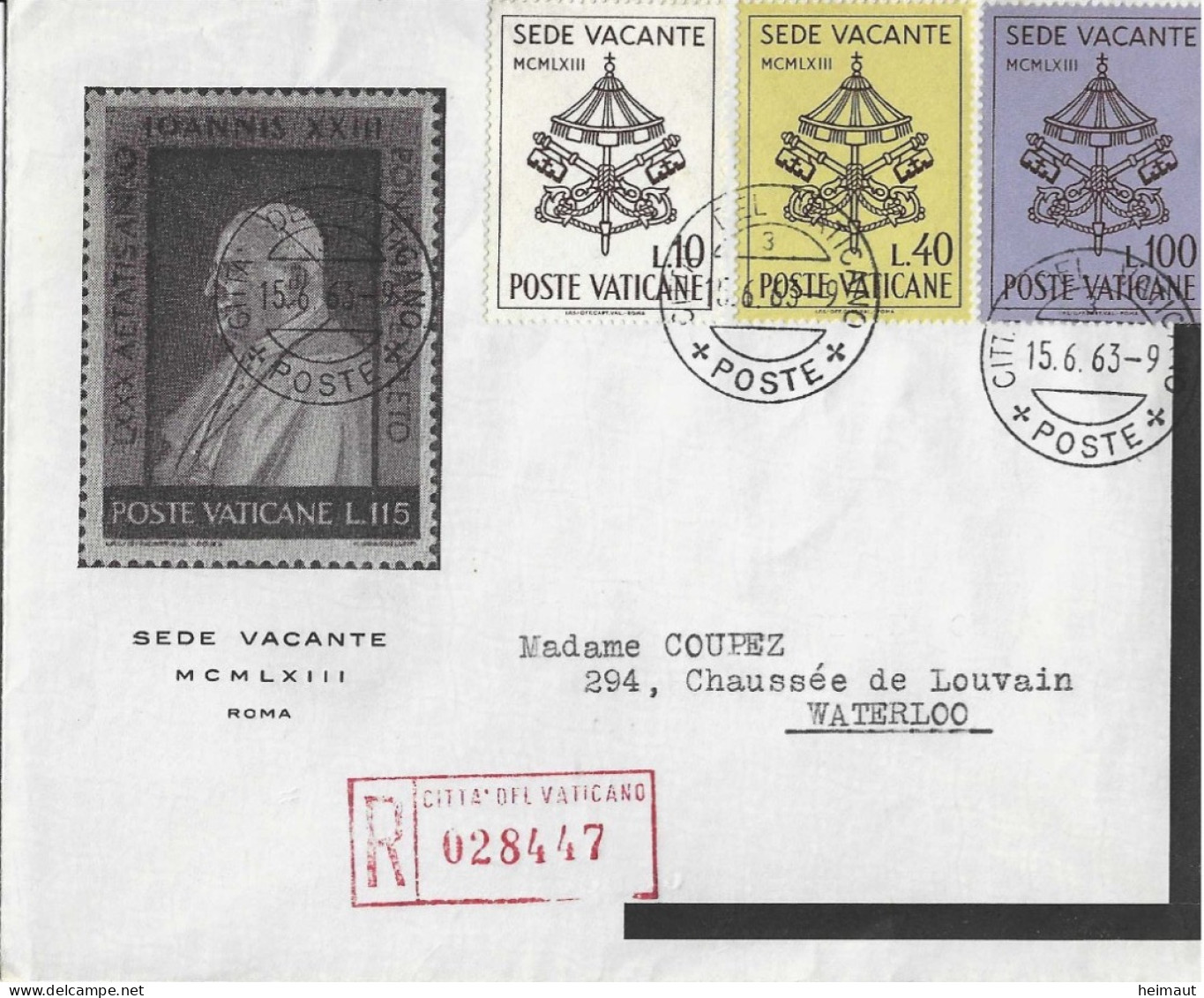 Enveloppe Recommandée 1963 Sede Vacante - Maschinenstempel (EMA)