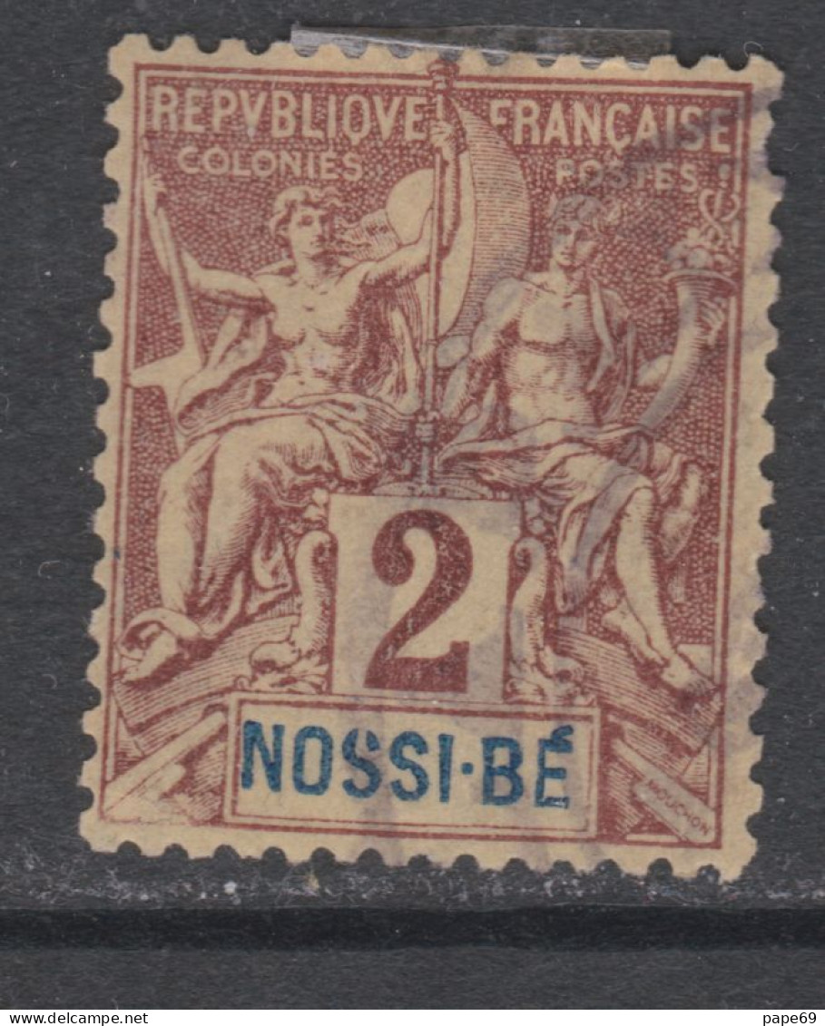 Nossi-Bé N° 28 O Type Groupe : 2 C. Lilas-brun Sur Paille,  Oblitéré Sinon TB - Used Stamps