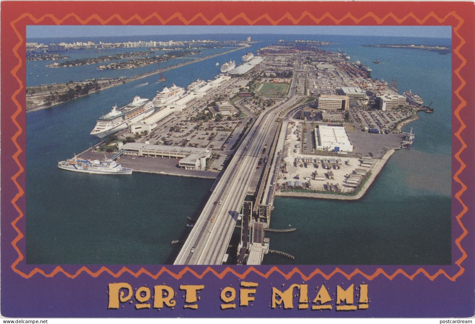 Port Of Miami Harbor Aerial View Postcard FL Florida - Miami