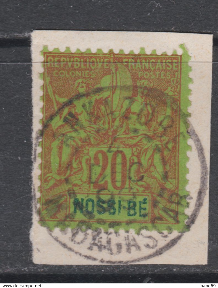 Nossi-Bé N° 33 O Type Groupe : 20 C. Brique Sur Vert, Oblitéré Sur Fragment, TB - Usati