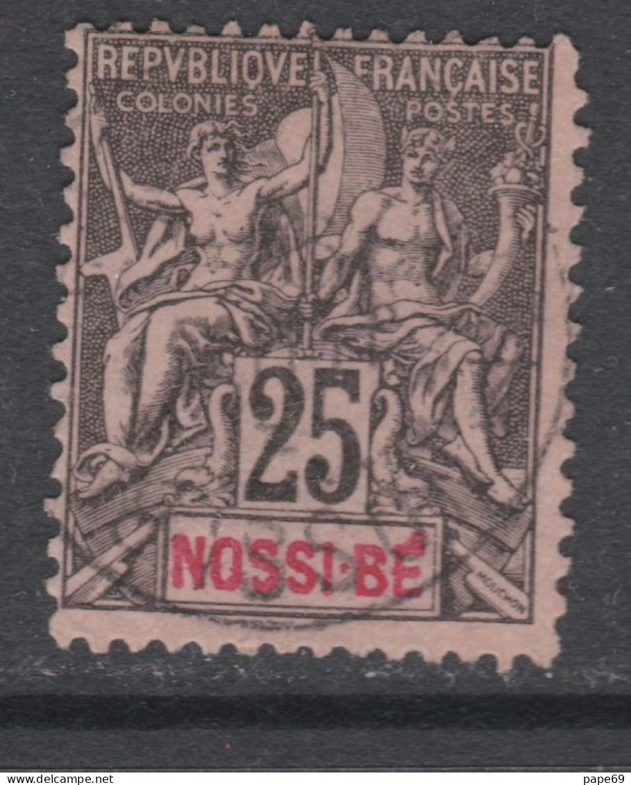 Nossi-Bé N° 34 O Type Groupe : 25 C. Noir Sur Rose , Oblitéré, TB - Used Stamps