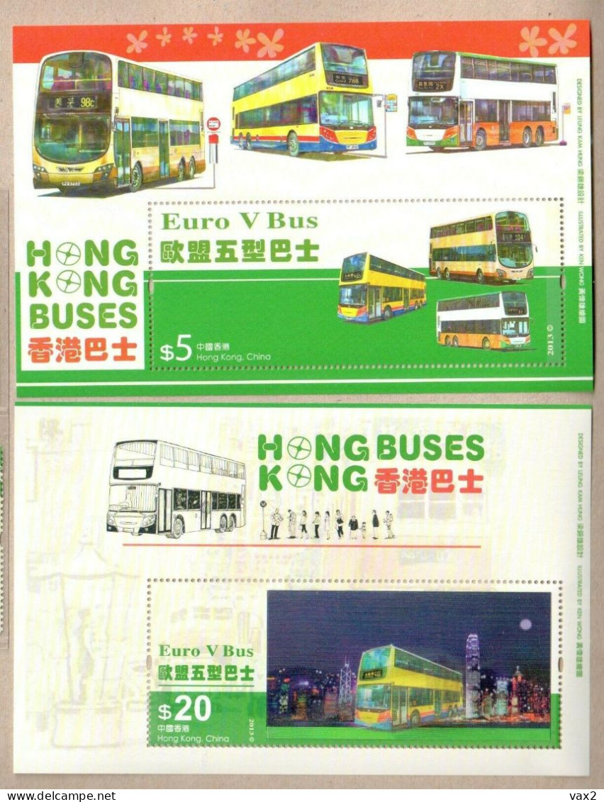 Hong Kong 2013 S#1592-1593 Hong Kong Buses M/S MNH Transport Landmark Unusual (lenticular, Moving) - Unused Stamps