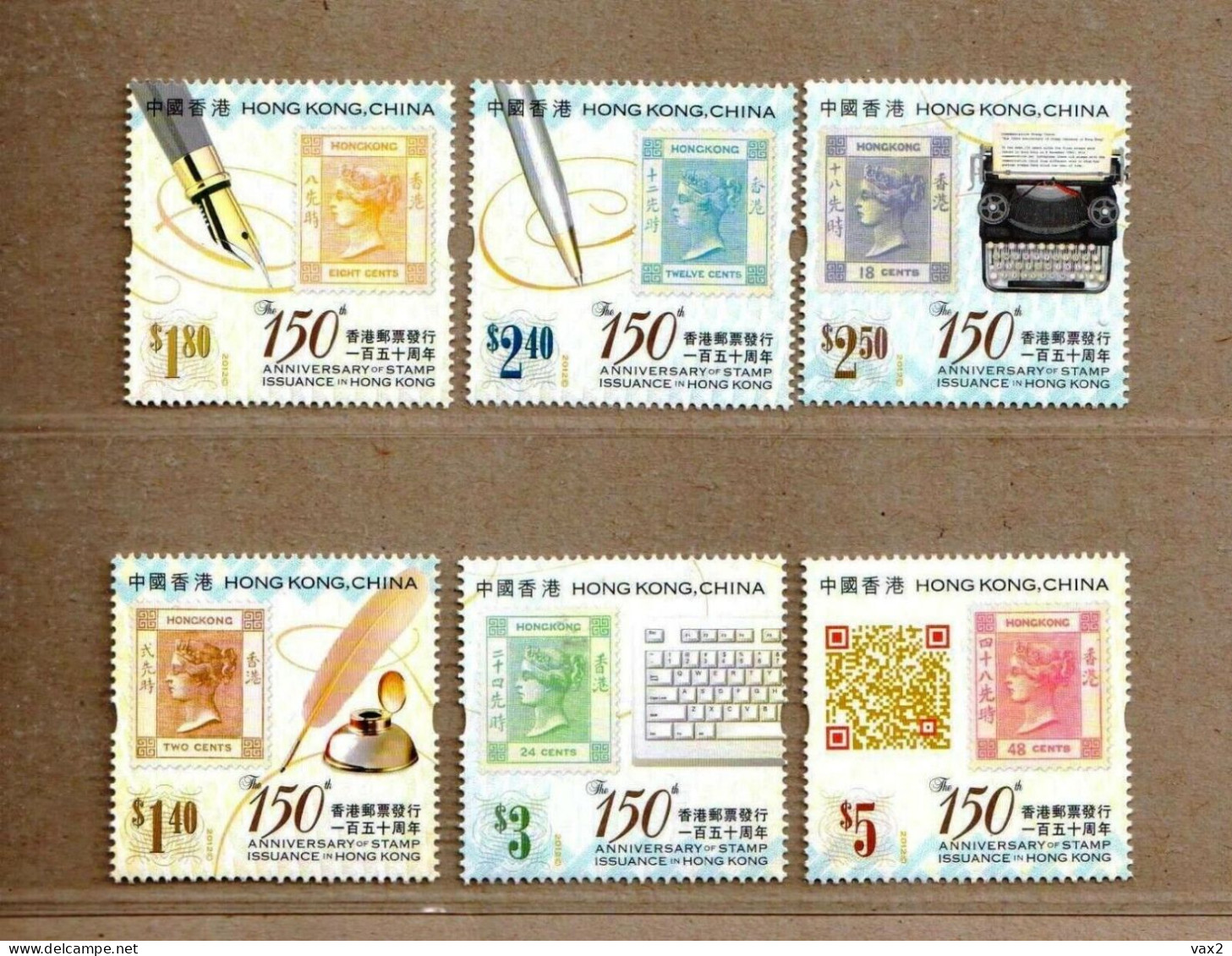 Hong Kong 2012 S#1546-1552 150th Anniversary Of Stamp Issuance Set+M/S MNH Stamp On Stamp Pen Typewriter Computer - Nuovi