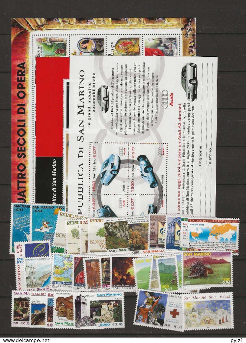 1999 MNH San Marino Year Complete, Postfris** - Années Complètes