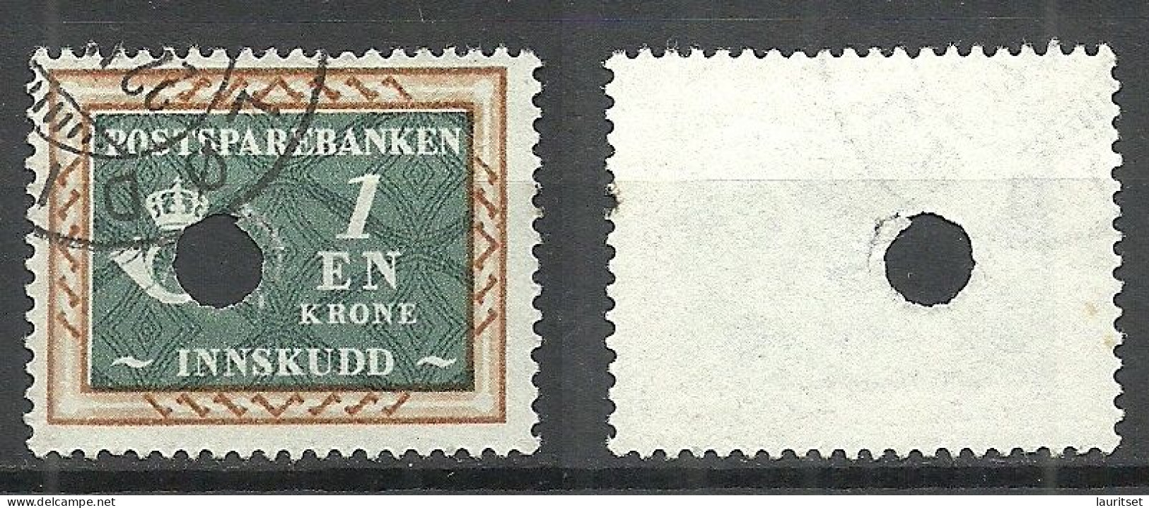 DENMARK Danmark Postsparebanken Revenue Tax Gebührenmarke 1 Kr. O - Steuermarken