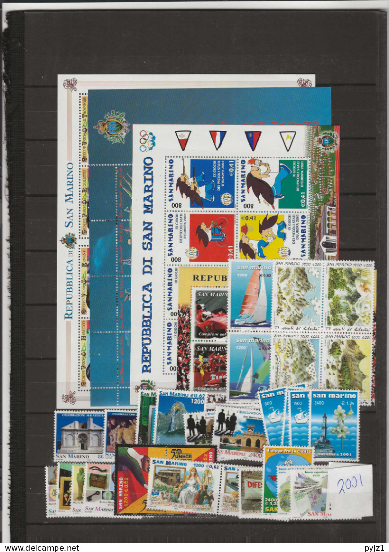 2001 MNH San Marino Year Complete, Postfris** - Annate Complete