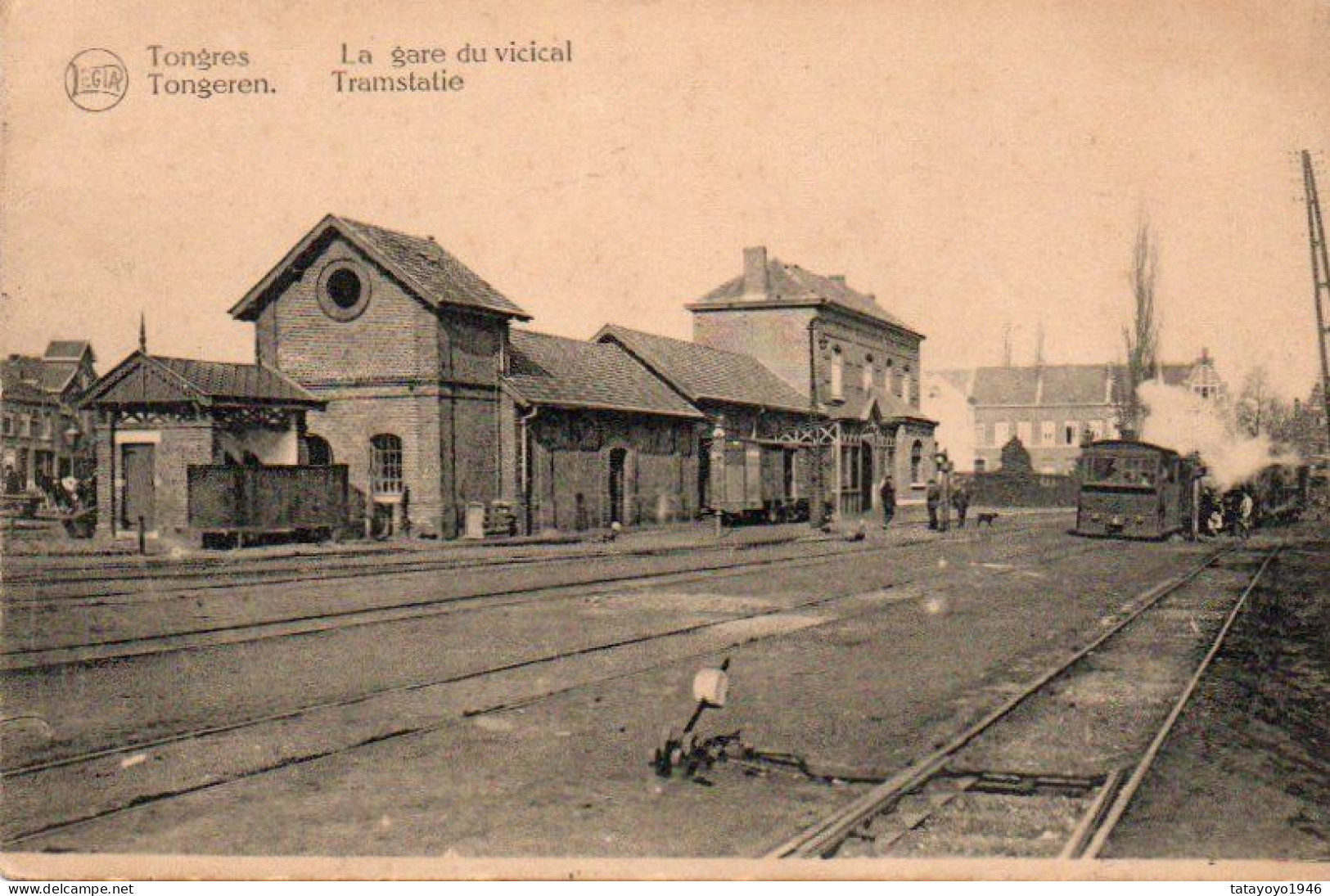 Tongres La Gare Du Vicinal Avec Tram à Vapeur Voyagé En 1931 - Tongeren