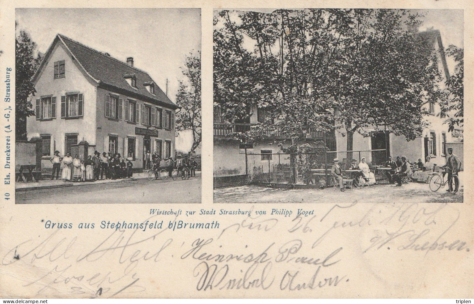 Gruss Aus Stephansfeld Bei Brumath - Wirtschaft Zur Stadt Strassburg Von Philipp Vogel - Brumath