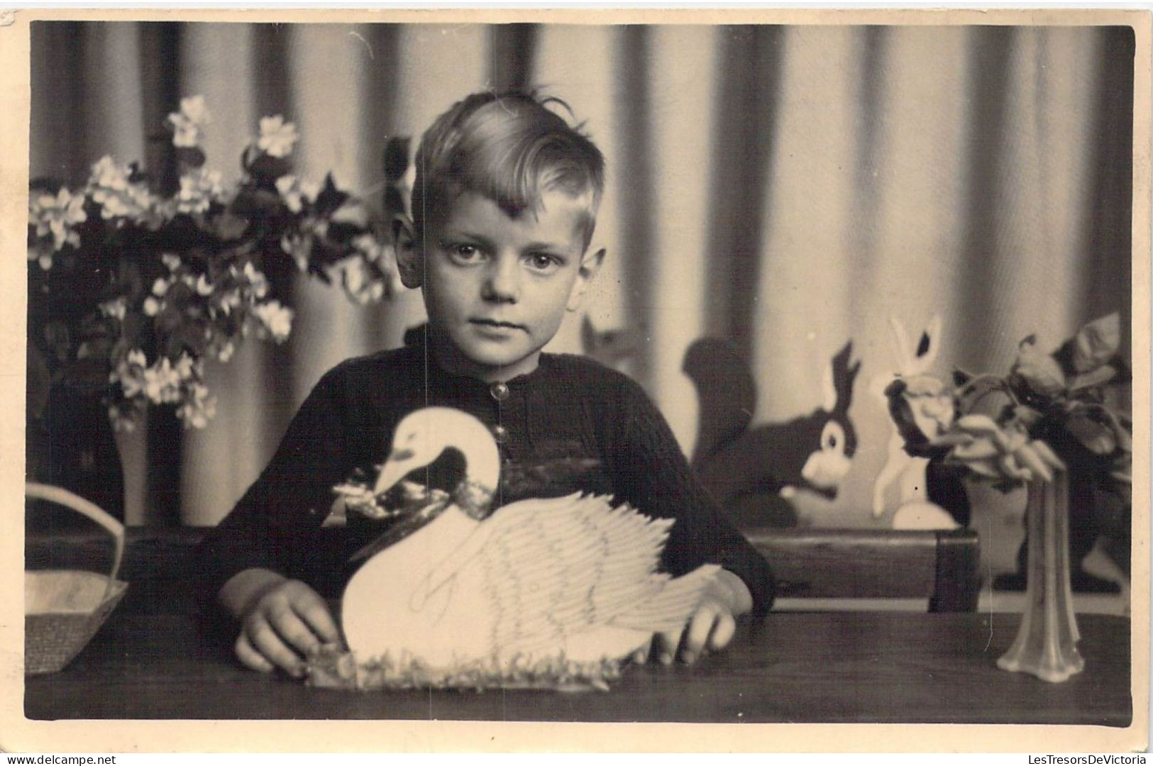 ENFANTS - Portrait - Jeune Garçon - Cygne - Carte Postale Ancienne - Ritratti