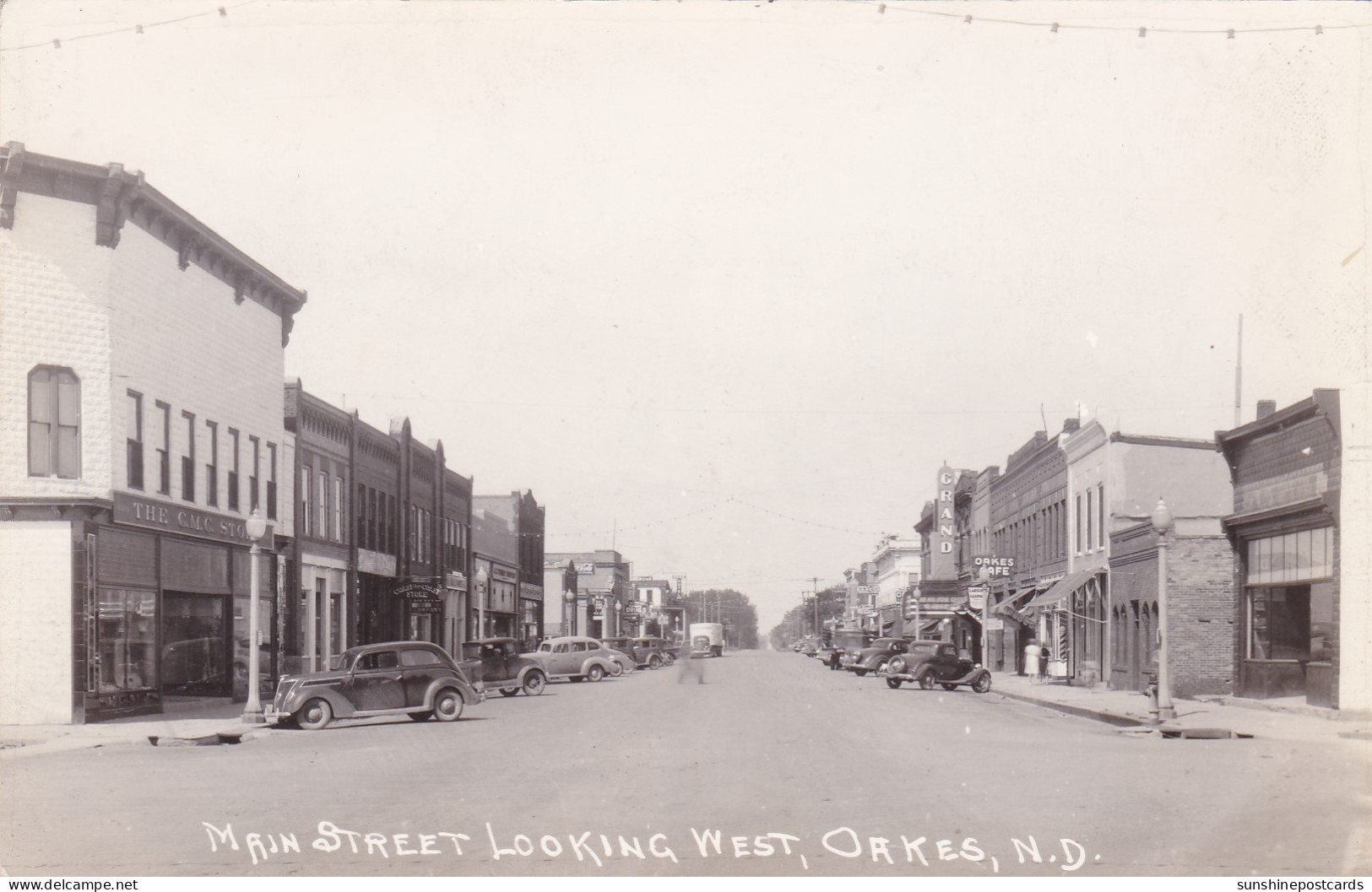 North Dakota Oakes Main Street Looking West Real Photo - Otros & Sin Clasificación