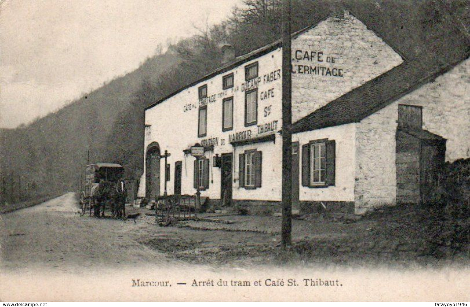 Marcourt  Arret Du Tram Et Café St Thibaut Malle Poste Voyagé En 1937 - Rendeux