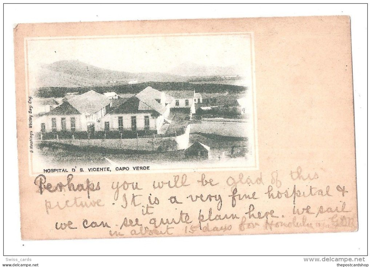 Hôpital Hospital Da Praia Cabo Verde São Vicente EARLY UNDIVIDED BACK BY G HASTINGS WHITLEY BAY ENGLAND - Cape Verde