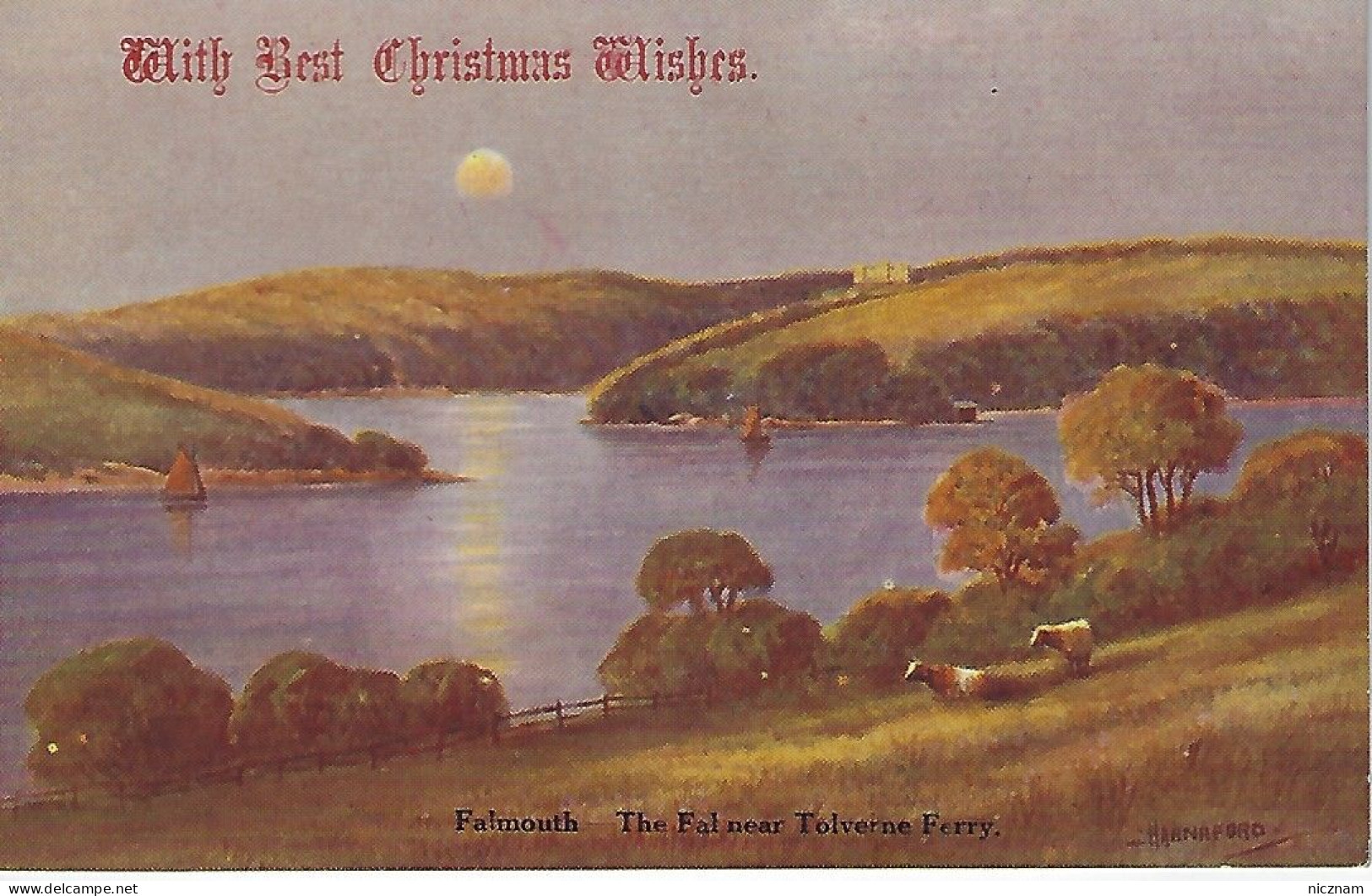 CPA The Fal Near Tolverne Ferry, Falmouth, Cornouailles, Angleterre (artwork Hannaford) - Falmouth