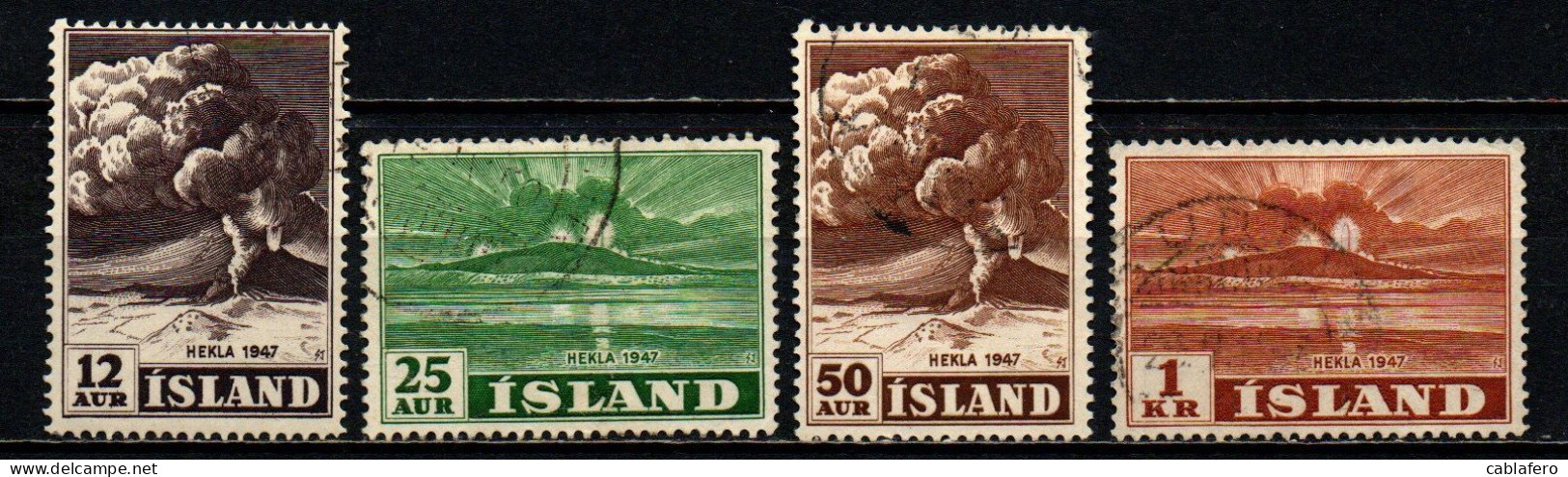 ISLANDA - 1948 - ERUZIONE DEL VULCANO HEKLA NEL 1947 - USATI - Gebraucht