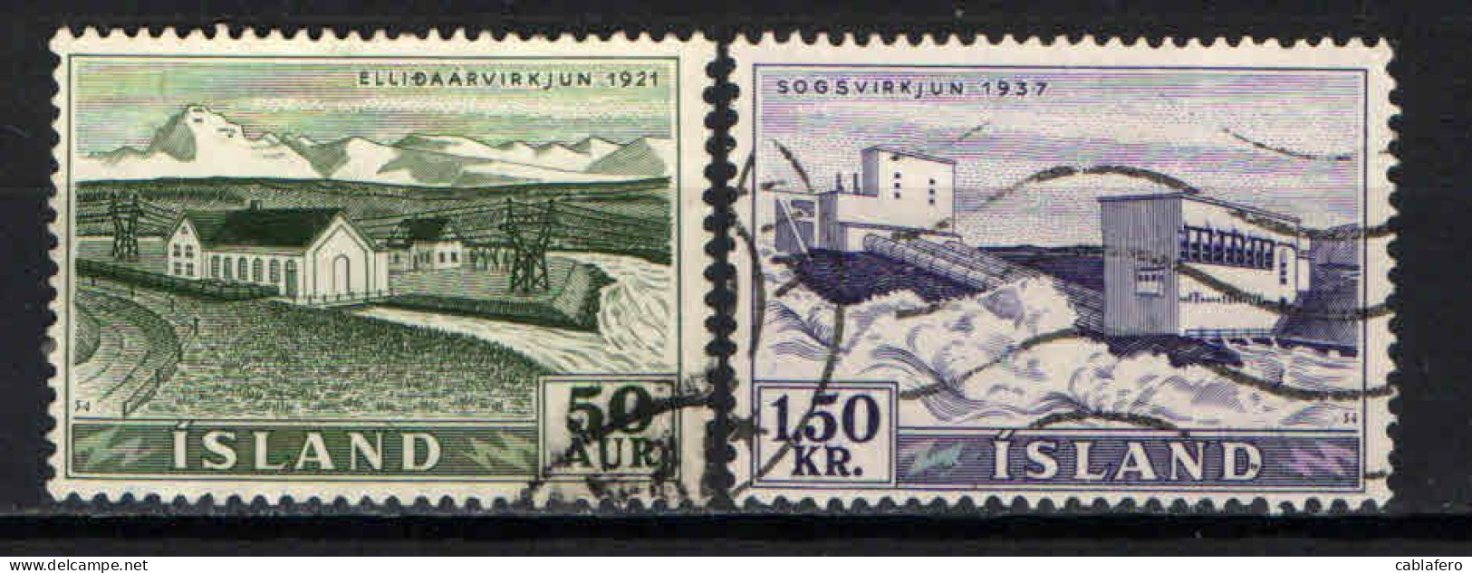 ISLANDA - 1956 - IMPIANTI IDROELETTRICI: CENTRALE DI ELLIDAAR E DEL SOG - USATI - Used Stamps