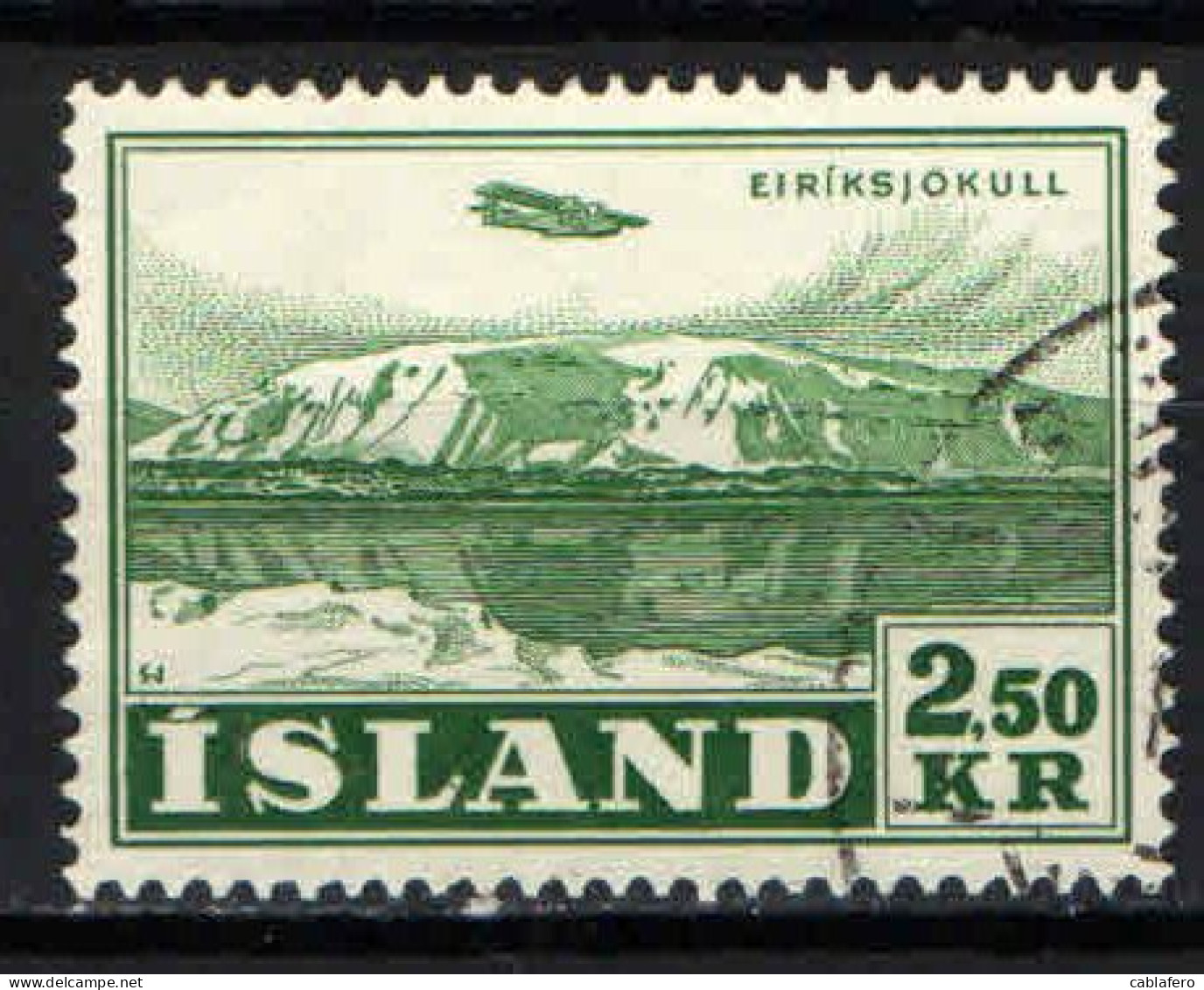 ISLANDA - 1952 - AEREOPLANO IN VOLO SUL GHIACCIAIO ERIK - USATO - Luftpost