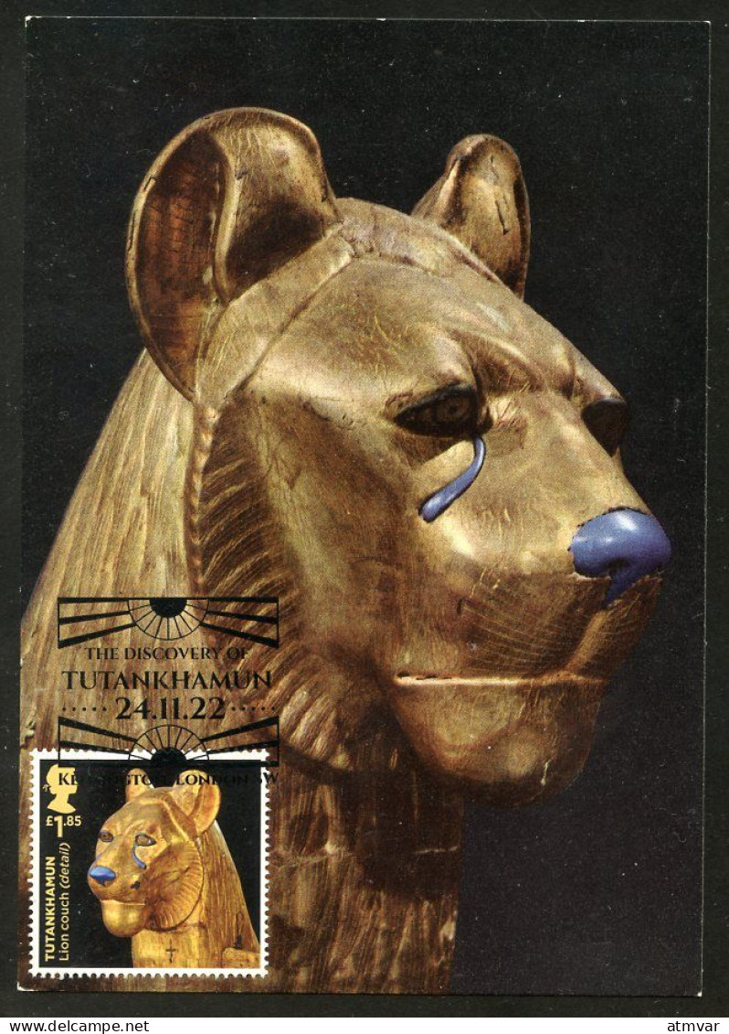 UK / GRANDE BRETAGNE (2022) Carte Maximum Card Tutankhamun's Tomb, Toutânkhamon, Tutanchamun - Lion Couch - Maximumkarten (MC)