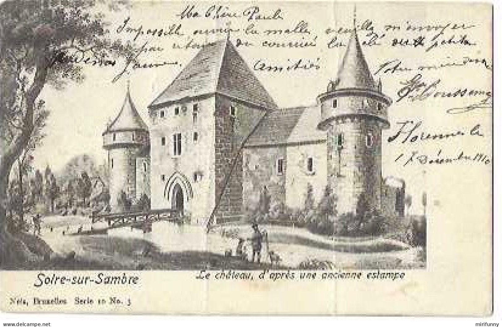 SOLRE-SUR-SAMBRE/LE CHATEAU D'APRES UNE ANCIENNE ESTAMPE/NELS SERIE 10 N 3/CIRCULE EN 1910 - Erquelinnes