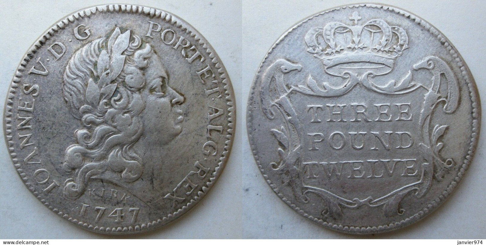 Médaille Argent Sterling 1976 Three Pound Twelve , Jean V 1747, Silver 75,5g - Royaux / De Noblesse