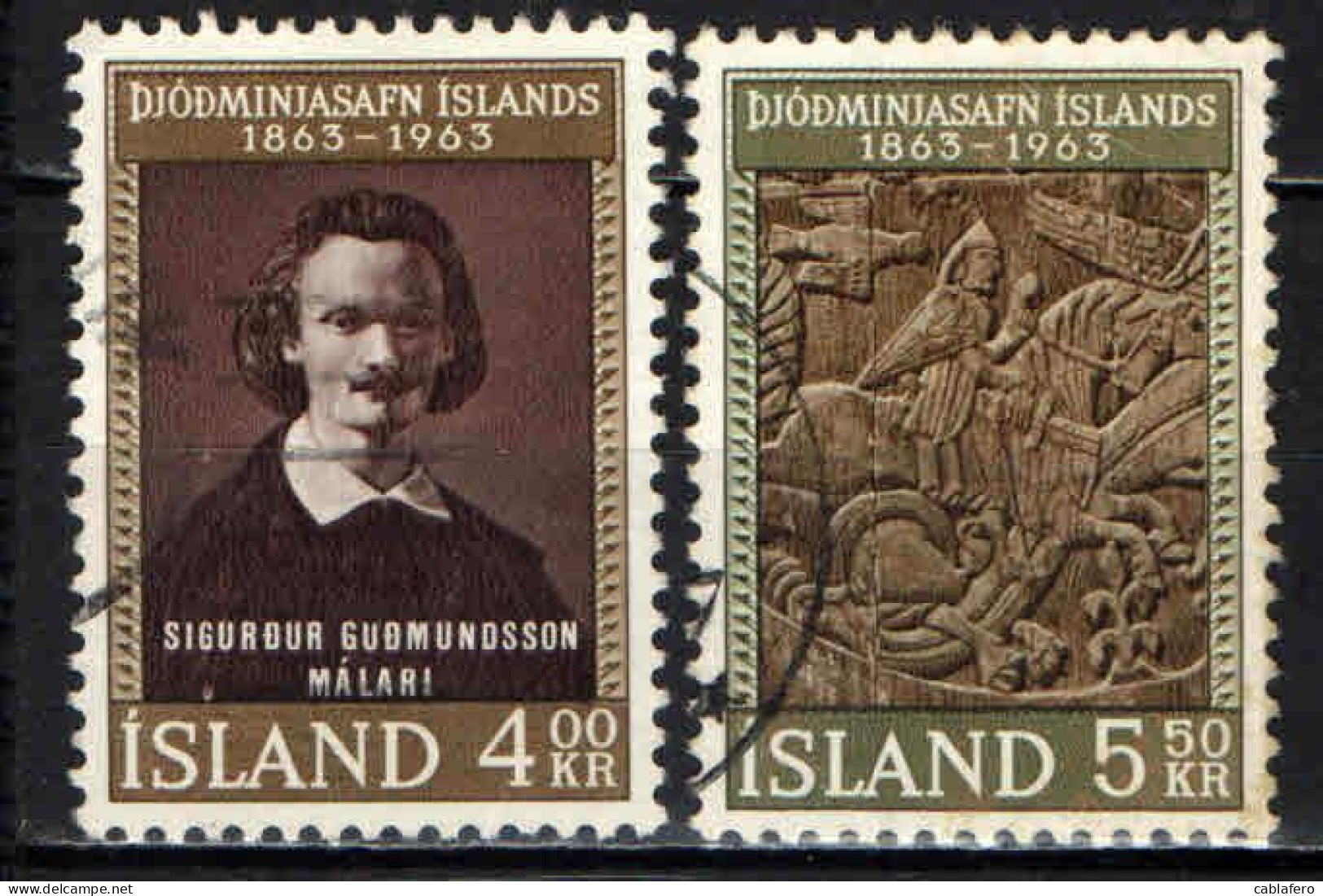 ISLANDA - 1963 - CENTENARIO DEL MUSEO NAZIONALE FONDATO DAL PITTORE SIGURDUR GUDMUNSSON - USATI - Gebruikt