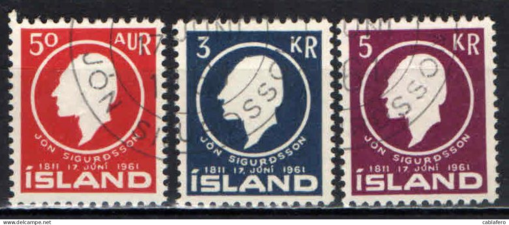 ISLANDA - 1961 - JON SIGURDSSON - STORICO - 150° ANNIVERSARIO DELLA NASCITA - USATI - Oblitérés