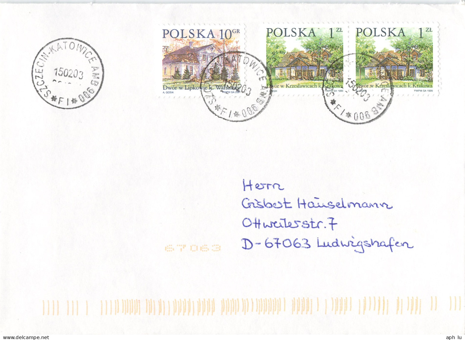 Bahnpost (R.P.O. / T.P.O.) Szczecin-Katowice (BP1703) - Lettres & Documents