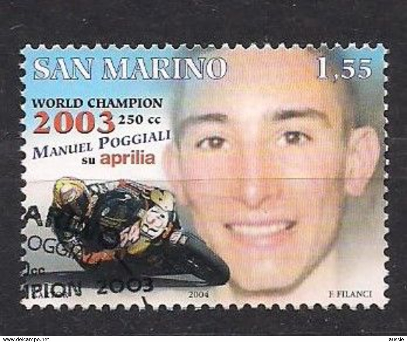 San Marino Saint-Marin 2004 Yvertn° 1929 (°) Oblitéré Used Cote  3,50 €   Motocyclisme Manuel Poggiali - Oblitérés