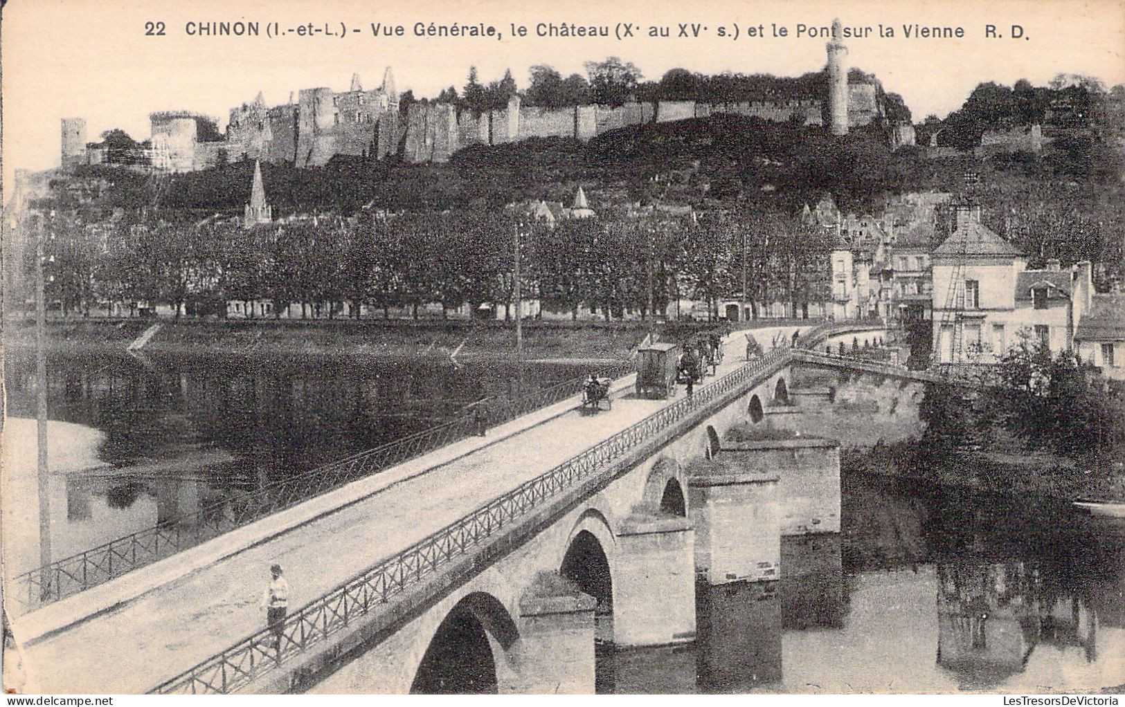 FRANCE - 37 - CHINON - Vue Générale - Le Château Et Le Pont Sur La Vienne - RD - Carte Postale Ancienne - Chinon