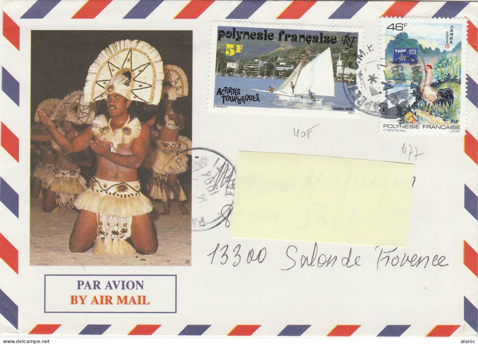 POLYNESIE /LETTRE N°408+N°477- Courrier  Pour  SALON DE PCE - Covers & Documents