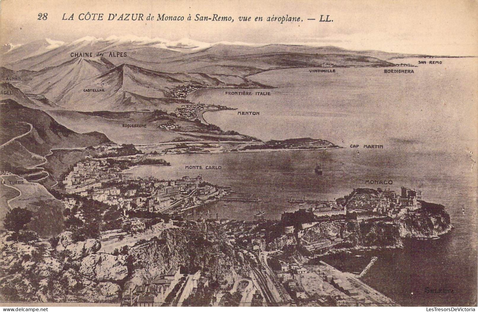 FRANCE - La Côte D'Azur De Monaco à San-Remo, Vu En Aéroplane - Carte Postale Ancienne - Sonstige & Ohne Zuordnung