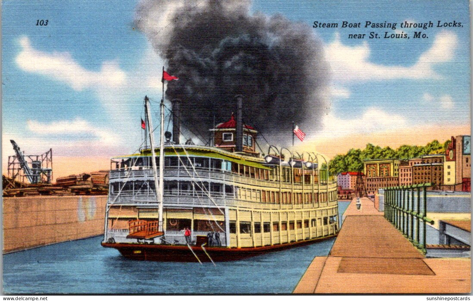 MIssouri Steam Boat Passing Through Locks Near St Louis 1954 - St Louis – Missouri