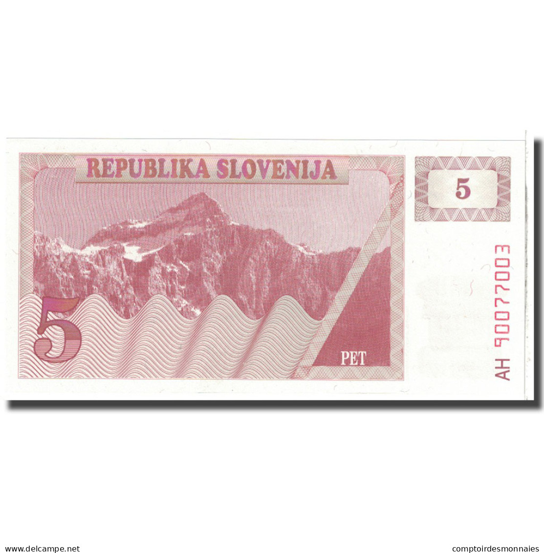 Billet, Slovénie, 5 (Tolarjev), KM:3a, NEUF - Slowenien