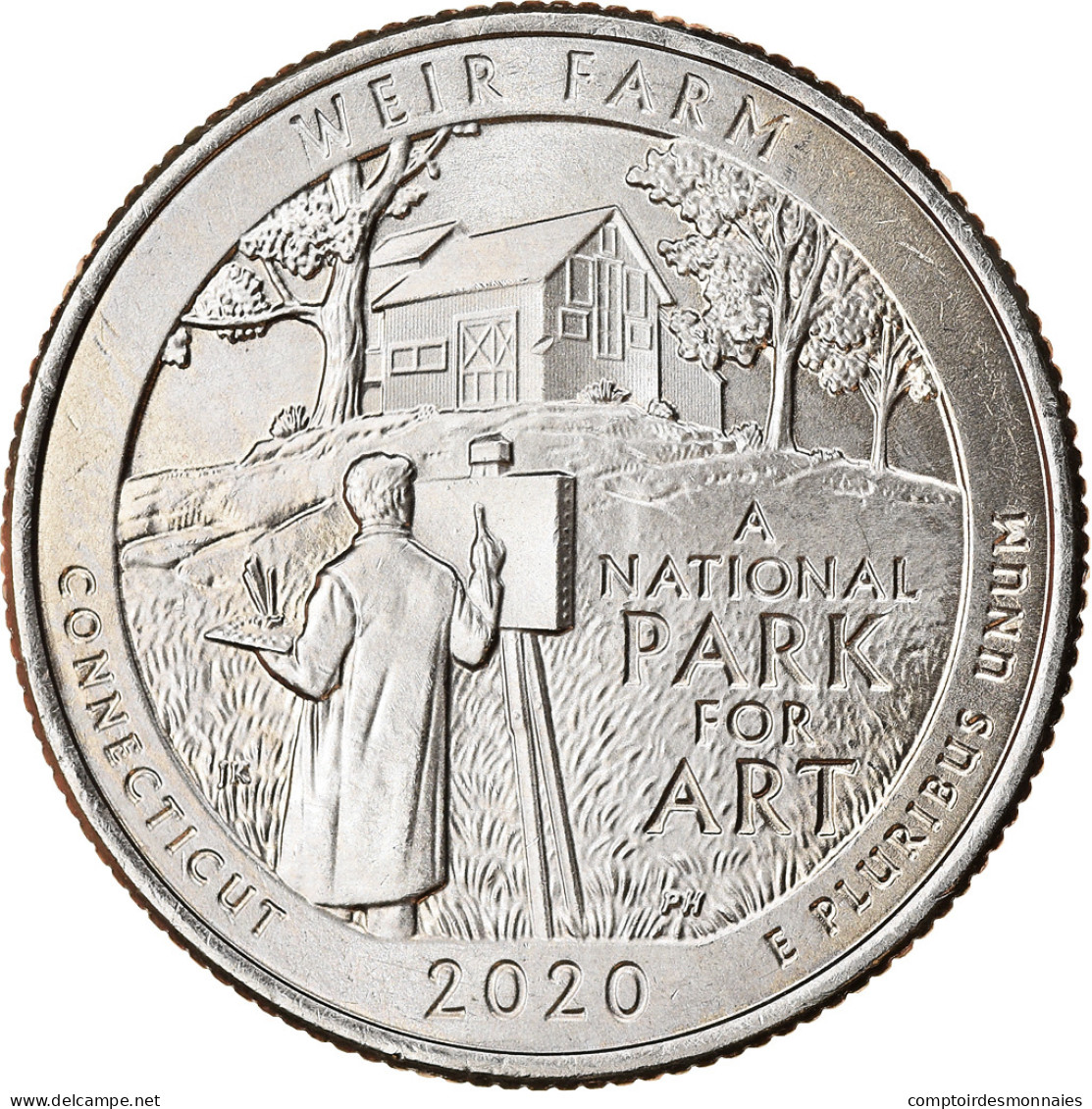 Monnaie, États-Unis, Quarter, 2020, Philadelphie, Weir Farm - Connecticut, SPL - 2010-...: National Parks