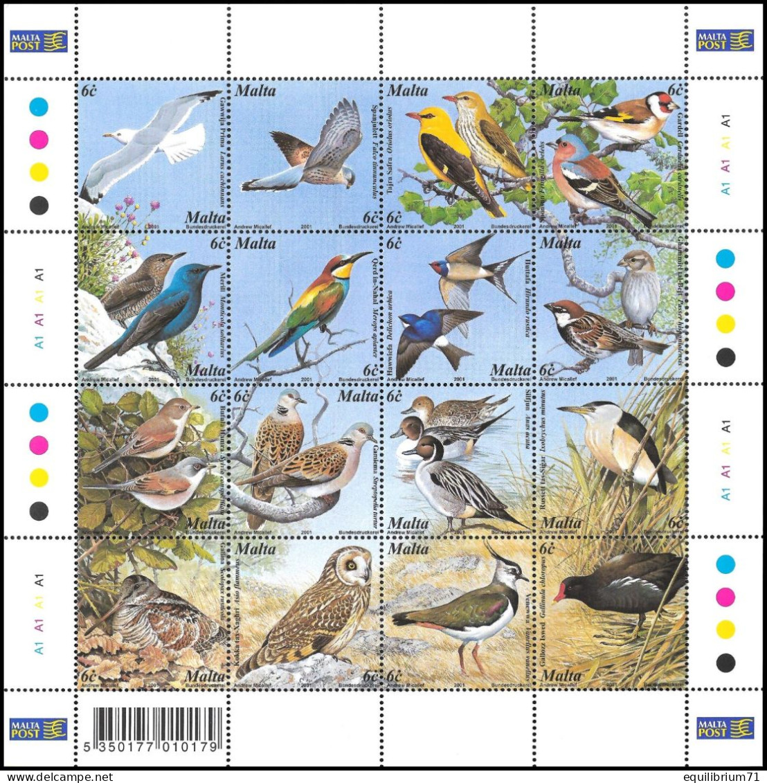 Malte** - Oiseaux / Vogels / Vögel / Birds - Loriot D'Europe -  Faucon Crécerelle - Merle Bleu - Hirondelle De Fenêtre.. - Sparrows