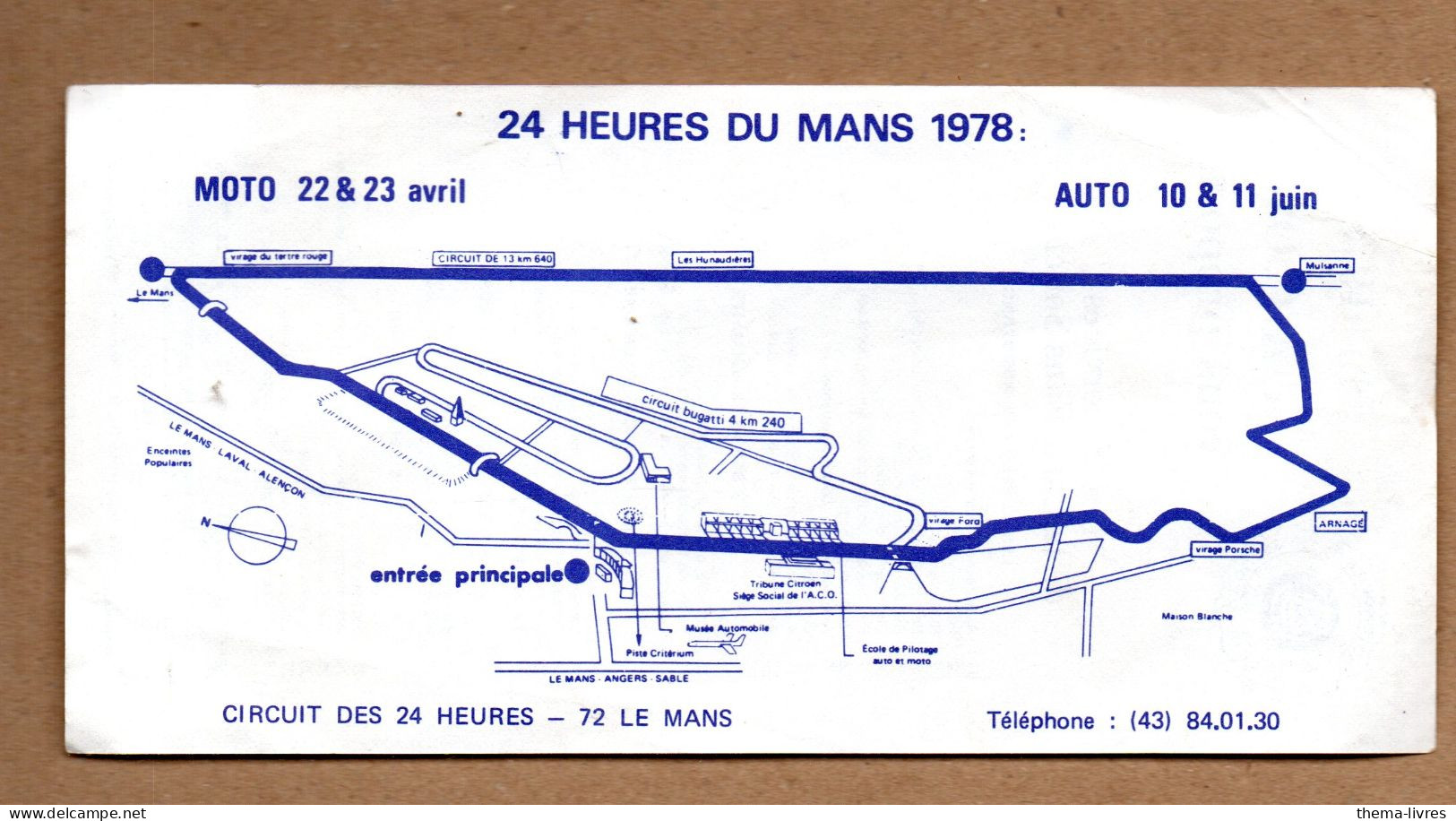 Sport Automobile Le Mans  (72)  Plan Du Circuit 1978  (PPP42131) - Automobile - F1