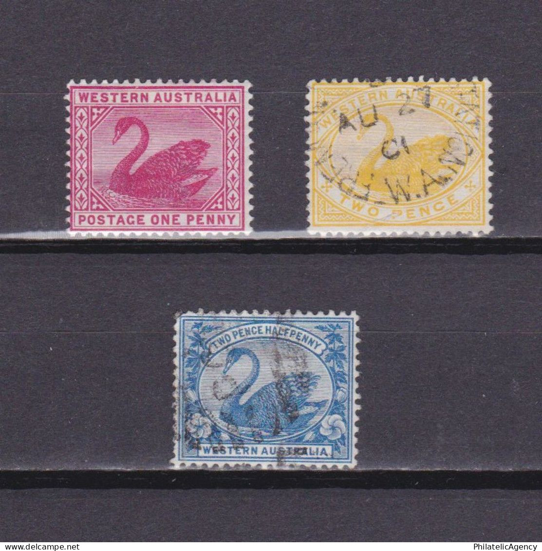 WESTERN AUSTRALIA 1898, SG# 112-114, Wmk W Crown A, Swan, Part Set, MH/Used - Oblitérés