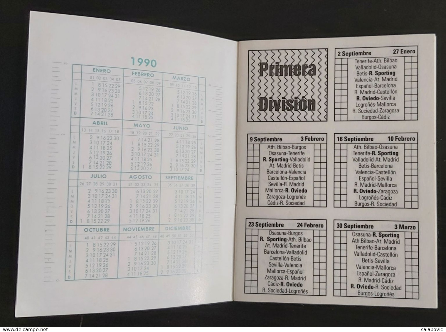 La Liga, Primera Division Season 1990/91, Football  fussball Futebol Soccer Calcio Spain, Booklet 10.4 X 7.8 Cm   SL-1 - Livres