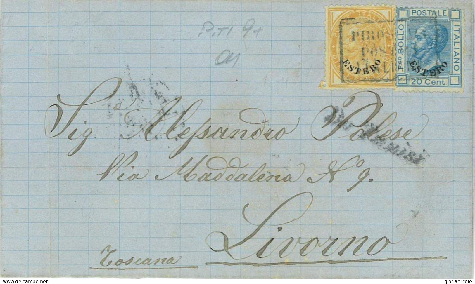 P0620 - LEVANTE Italiano ESTERO - Storia Postale - BUSTA Da TUNISI Piroscafi  Italiani 1876 - Ohne Zuordnung