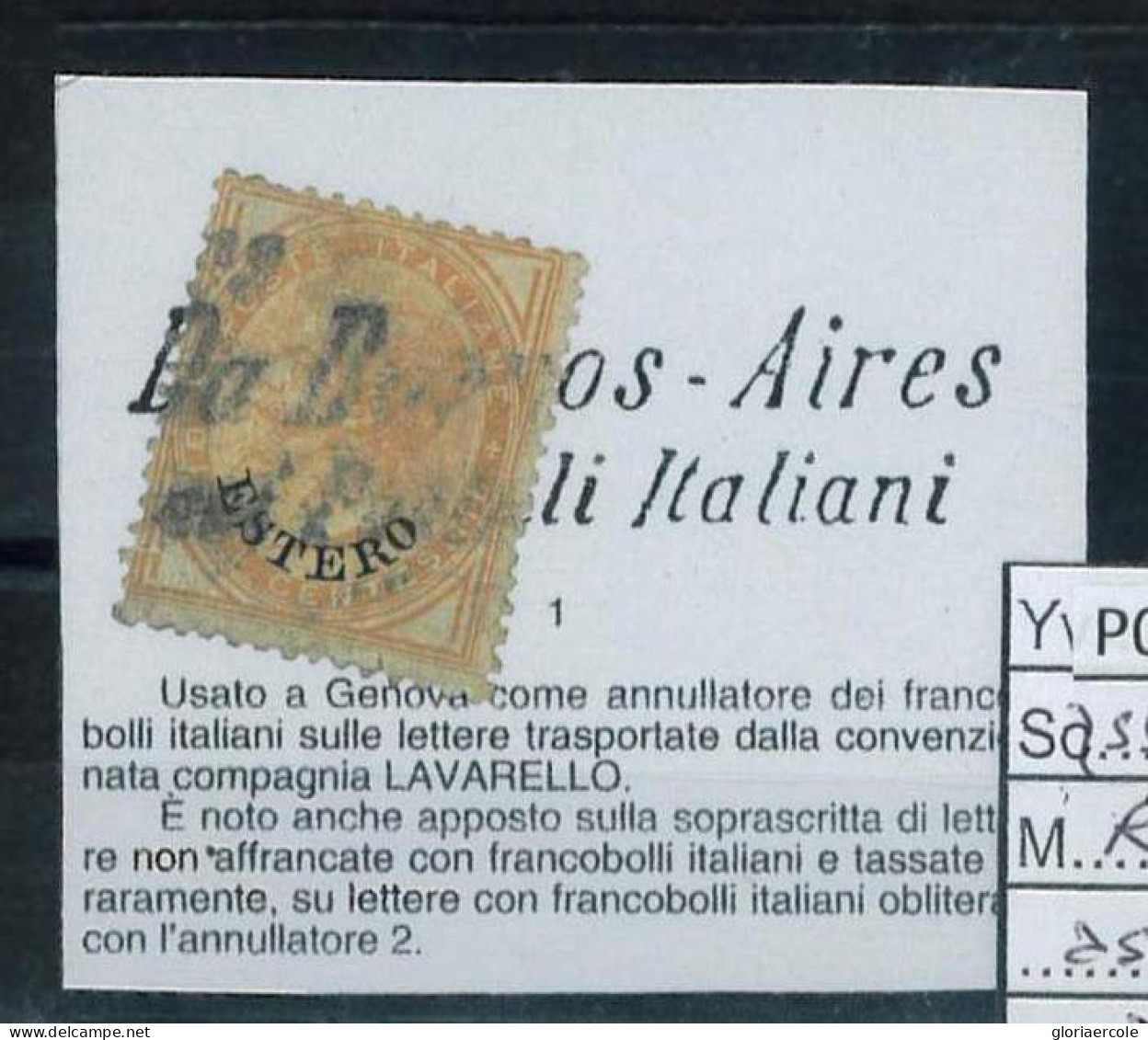 P0622 - LEVANTE Italiano ESTERO - Storia Postale - Sass 14 Annullo BUENOS AIRES! - Non Classés
