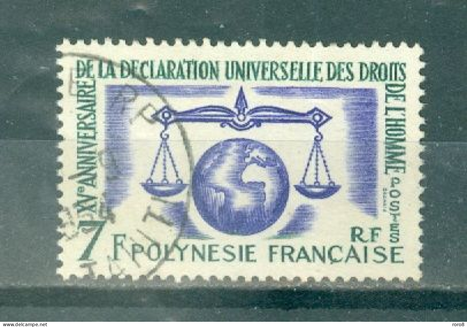 POLYNESIE - N°25 Oblitéré. 15° Anniversaire De La Déclaration Universelle Des Droits De L'Homme. - Usati