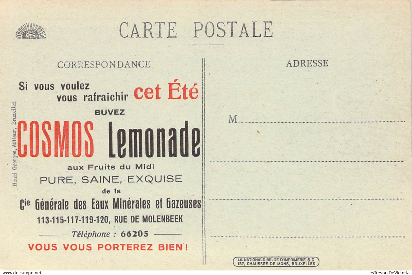 BELGIQUE - NIEUPORT - L'église Et Le Cimetière Militaire - Publicité COSMO Lemonade - Carte Postale Ancienne - Nieuwpoort