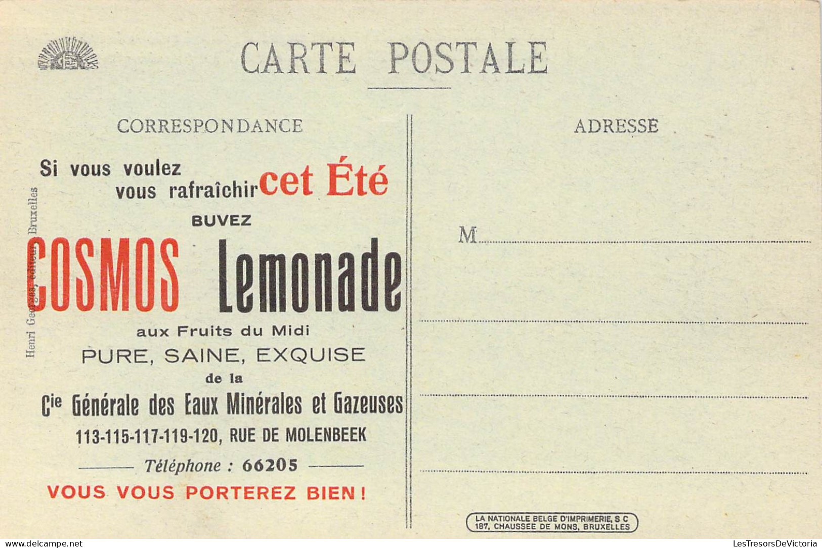 BELGIQUE - NIEUPORT - Rue Longue - A Gauche Ruines De L'horphelinat - Publicité COSMO Lemonade - Carte Postale Ancienne - Nieuwpoort