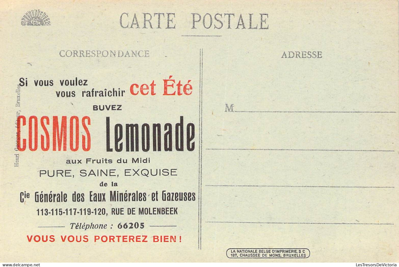 BELGIQUE - NIEUPORT - Abri Avec Enseigne - Villa Marie - Publicité COSMO Lemonade - Carte Postale Ancienne - Nieuwpoort