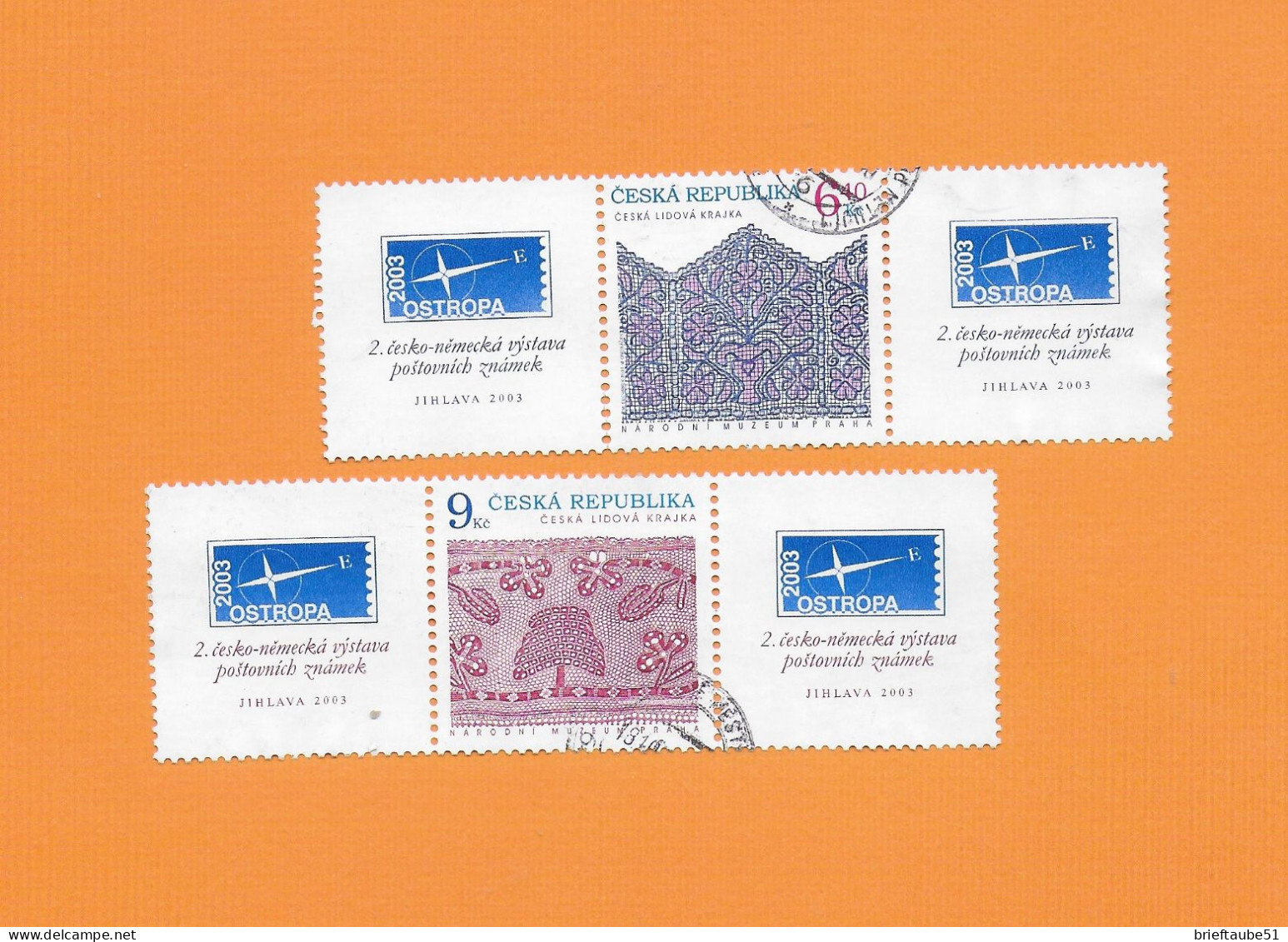 CZECH REPUBLIC 2003 Gestempelt°Used  MiNr. 351-352 (Zierfelder)   KUNST # VOLKSKUNST # "Klöppelspitze" - Oblitérés