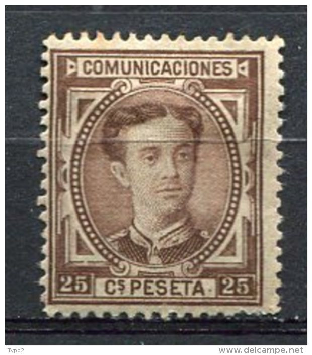 1876 - Yv. N° 166   (o)   25c  Marron  Alphonse XII    Cote  7,5 Euro  BE  2 Scans - Nuovi