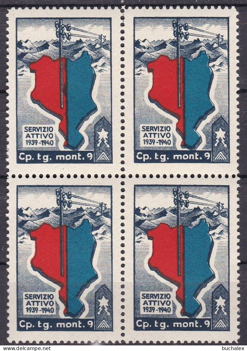 Schweiz 4er-Block Soldatenmarken Postfrisch Cp. Tg. Mont. 9 - Otros & Sin Clasificación