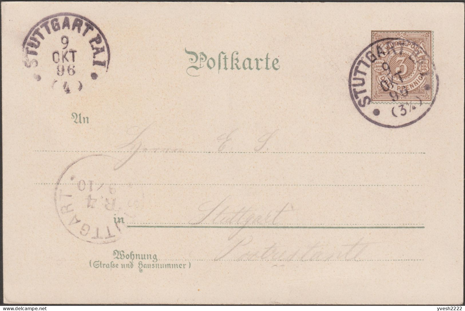 Wurtemberg 1896. Entier Postal Timbré Sur Commande. Exposition D'électricité, Raisins, Roses, Hirondelles Sur Câble - Hirondelles