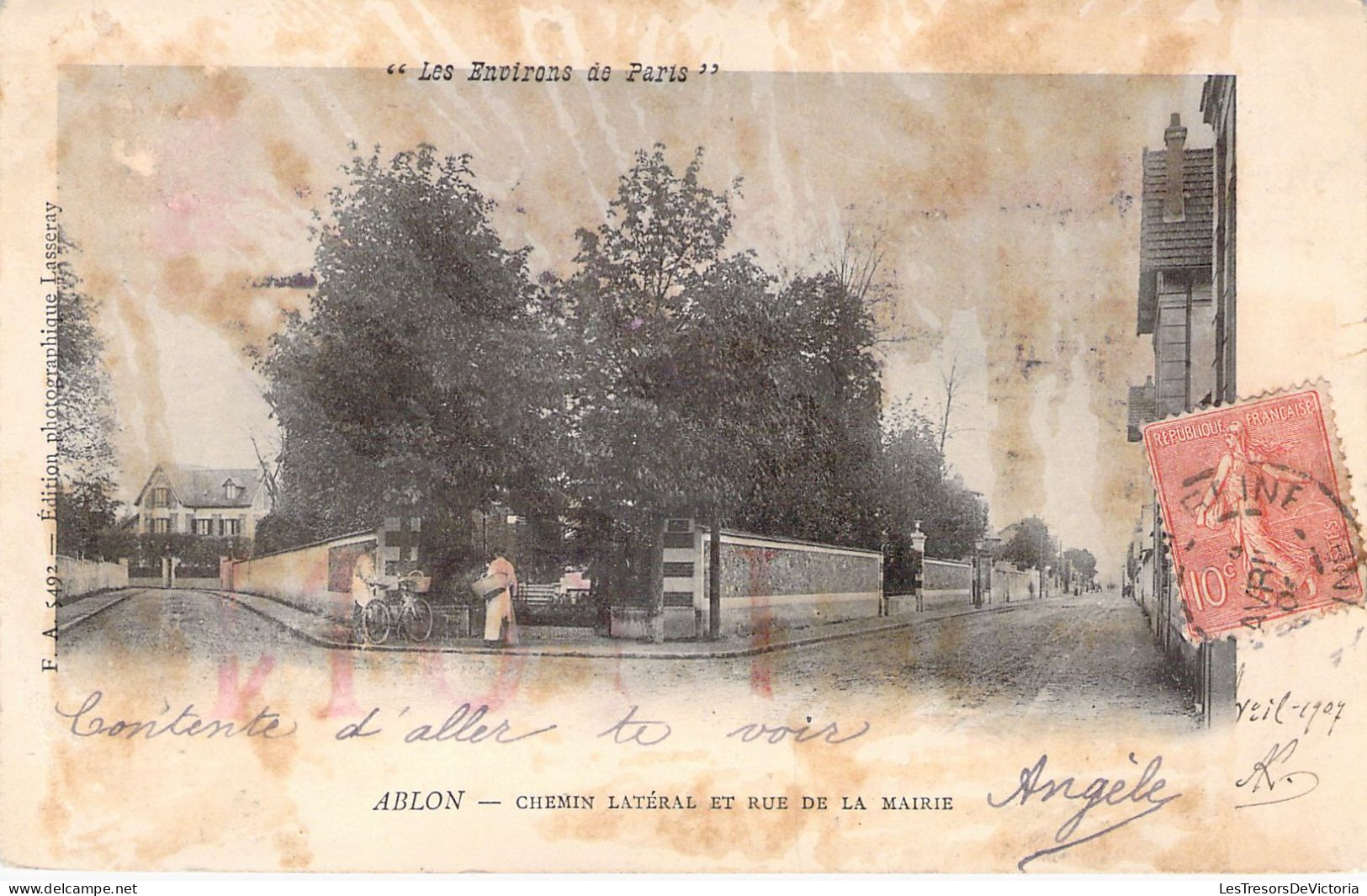 FRANCE - 94 - ABLON - Chemin Latéral Et Rue De La Mairie - ETAT - Carte Postale Ancienne - Ablon Sur Seine